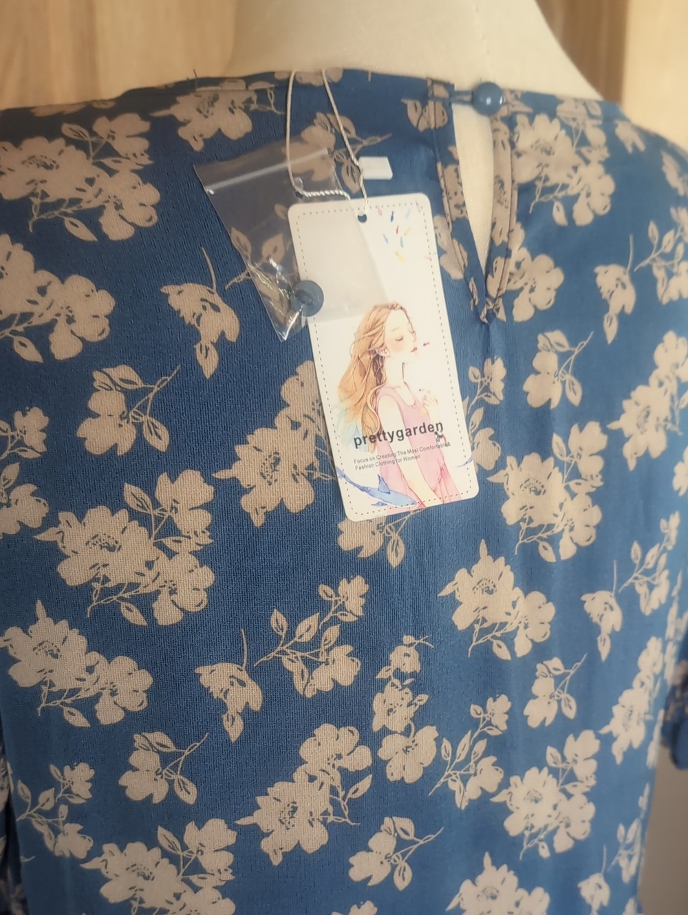 NWT Sz XL Pretty Garden Blue Floral Tiered Midi Dress - Picture 6 of 8